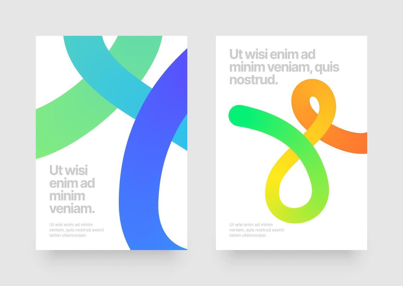 Colorful squiggles gradient lines design for flyer, poster, cover, banner or background. Template with wavy gradient shapes for events, companies or business. Set of illustrations. vector