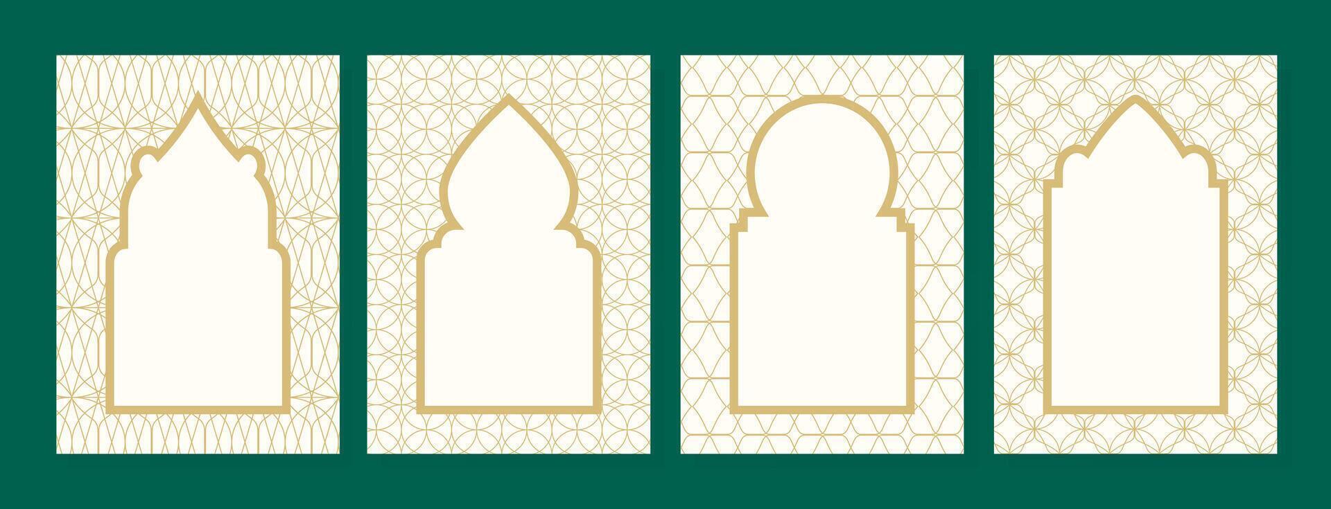 WebSet of templates for postcards with painting in arabic style vector