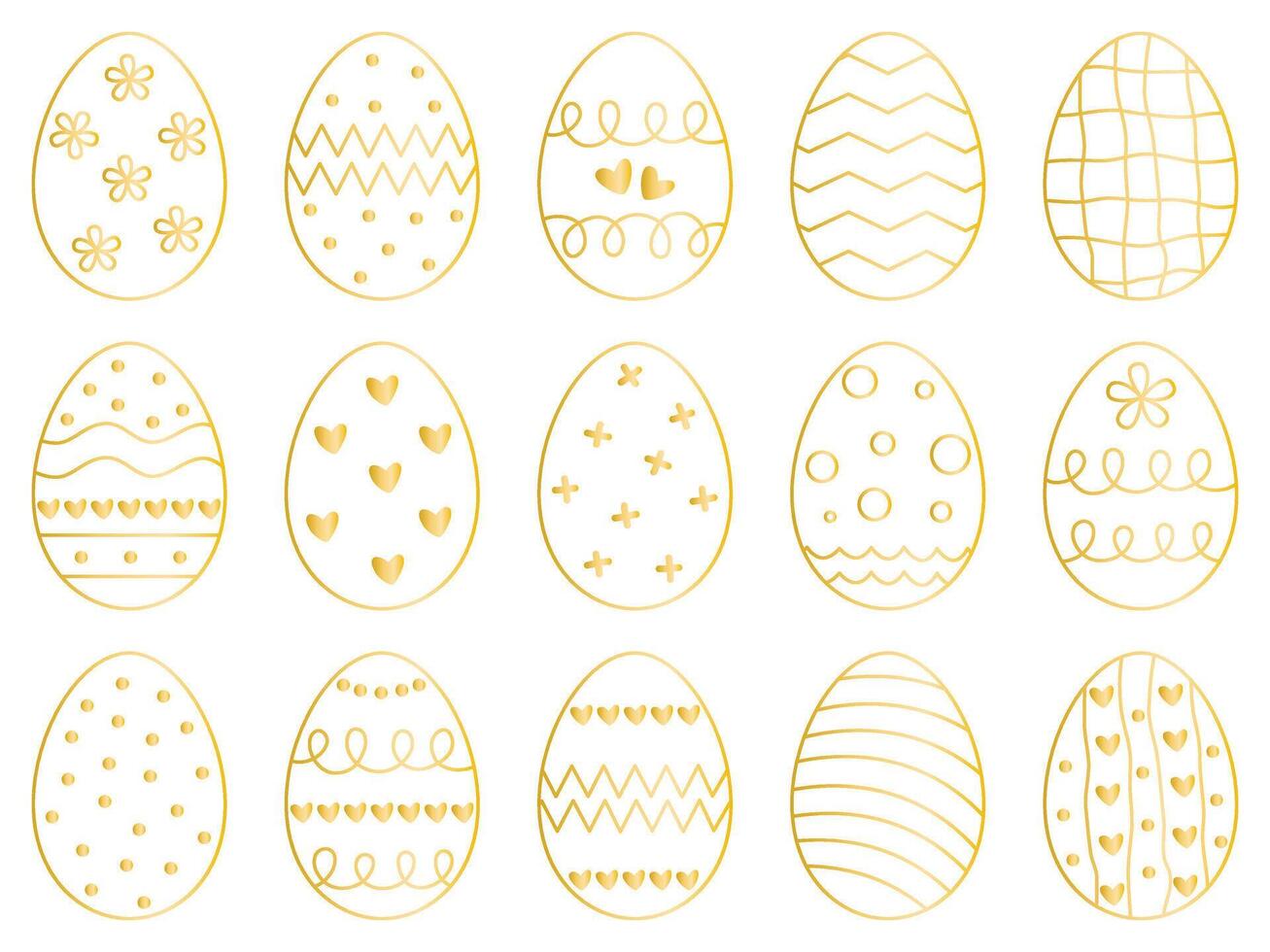 Golden egg outline set graphics vector