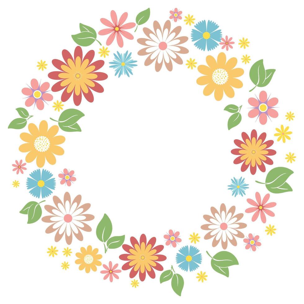 Round floral wreath with copy space vector