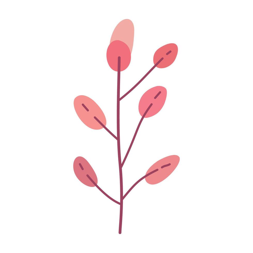 a pink flower leaves on a white background vector