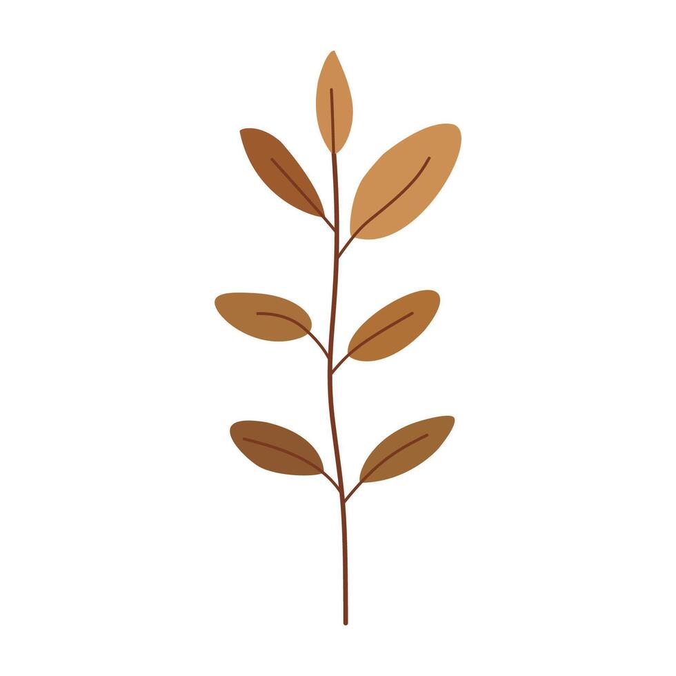 brown plant with leaves flat vector