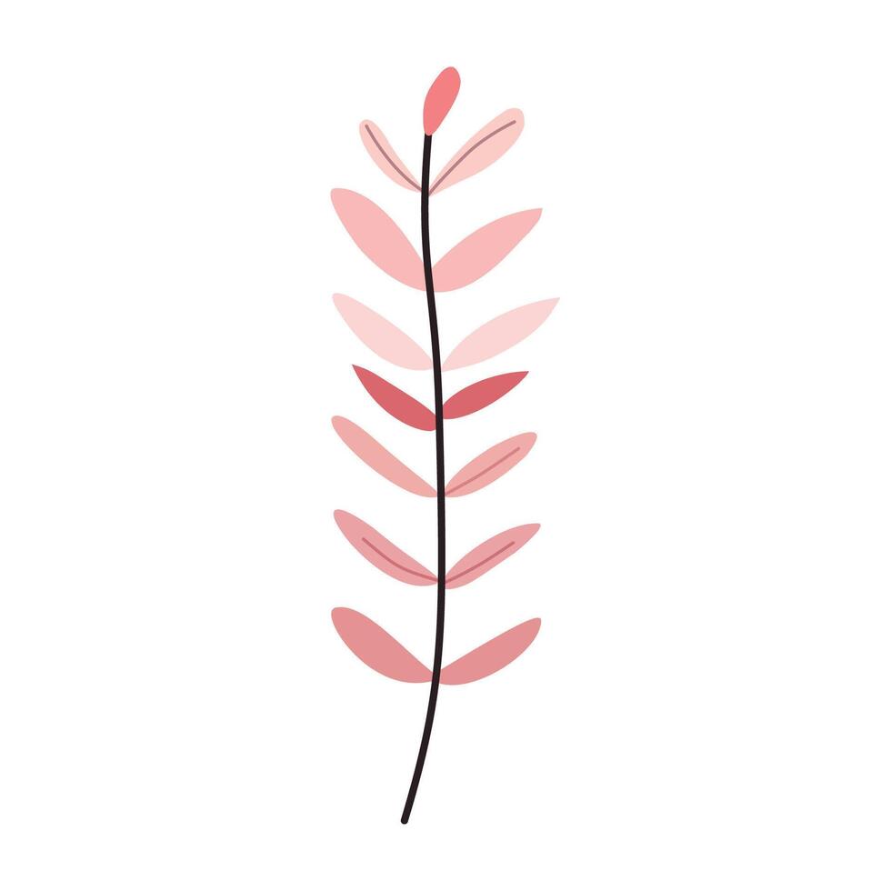 a pink and black leaf on a white background vector