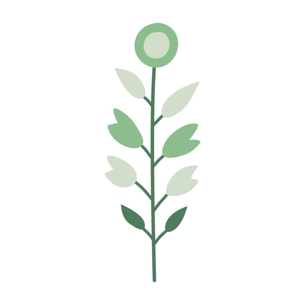 a green flower with leaves on a white background vector
