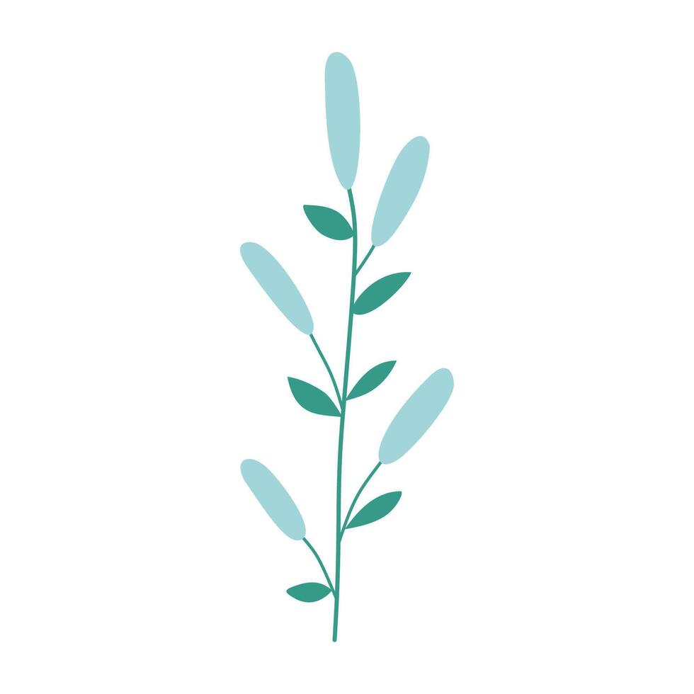 a blue plant with leaves on a white background vector