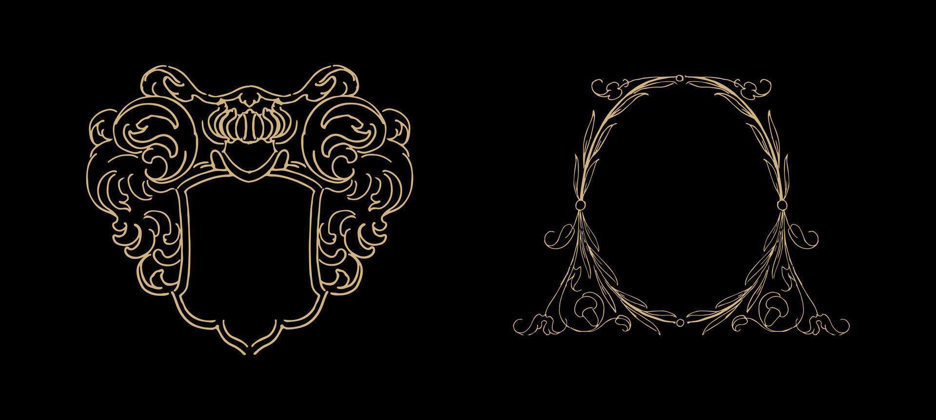 Set vintage flourish ornament vector