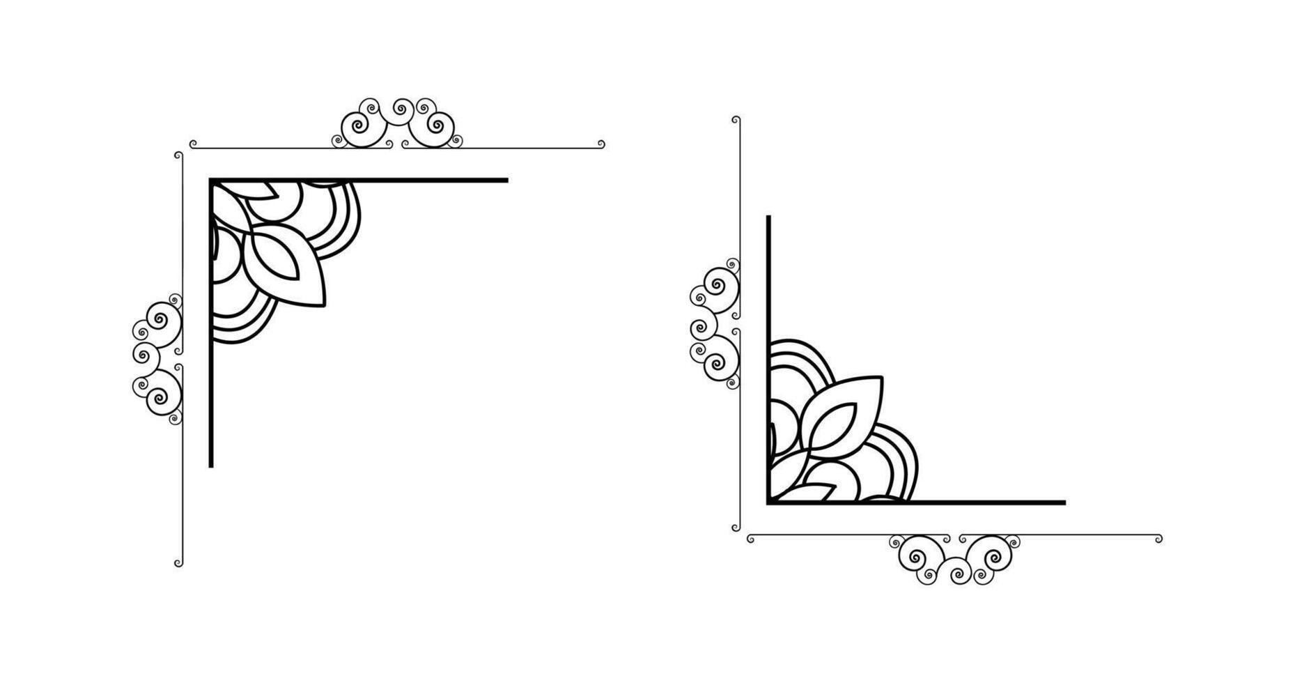 Abstract ornamental frame design corner art on black colour vector