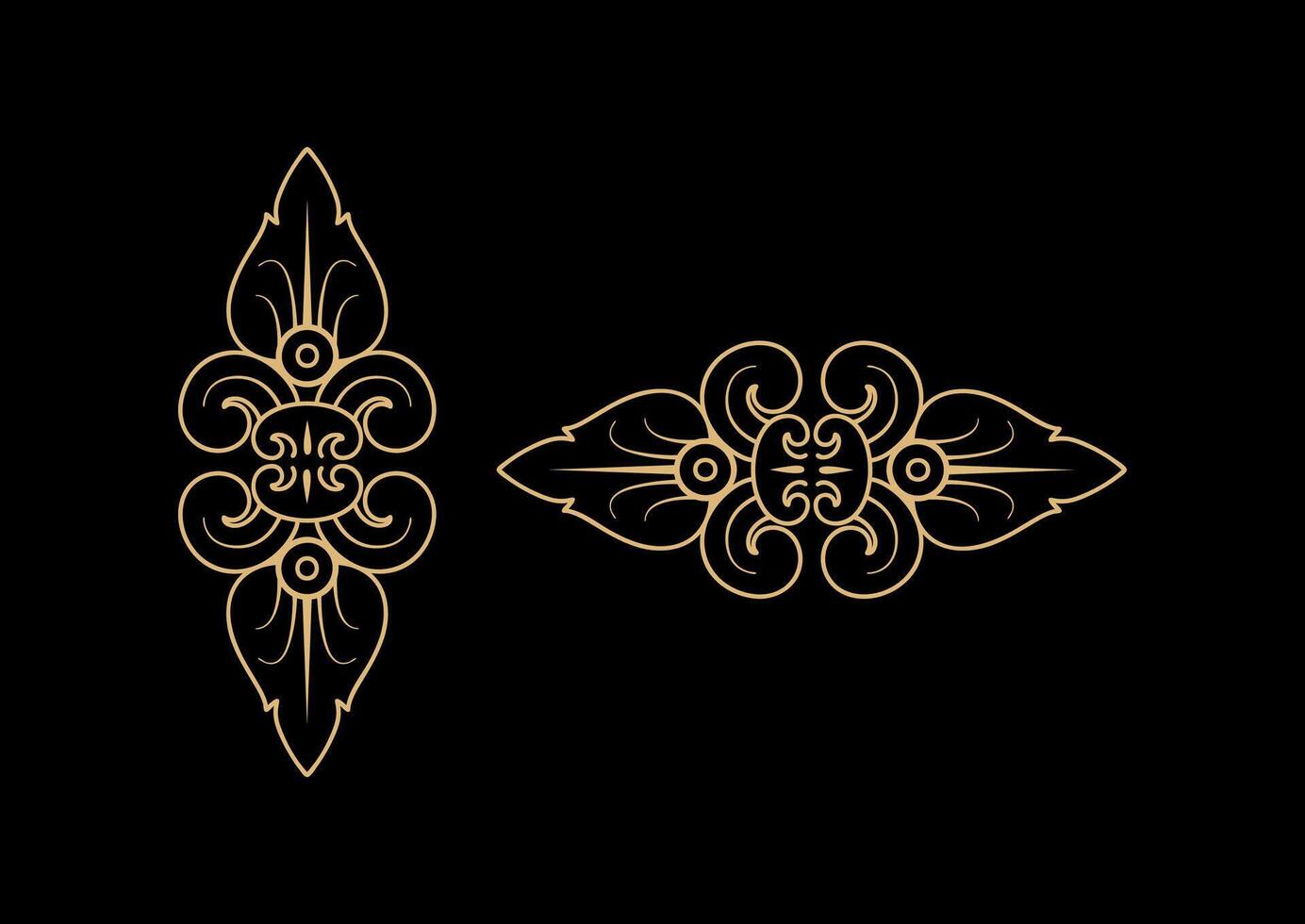 Set of retro vintage graphic design elements for frame, labels, logo art symbols and ornamental on black background. vector