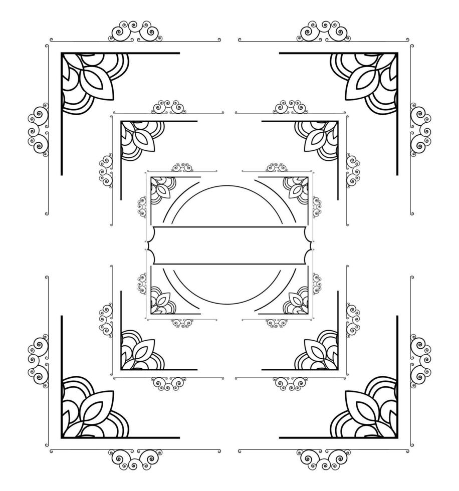 Abstract ornamental frame design on black colour vector