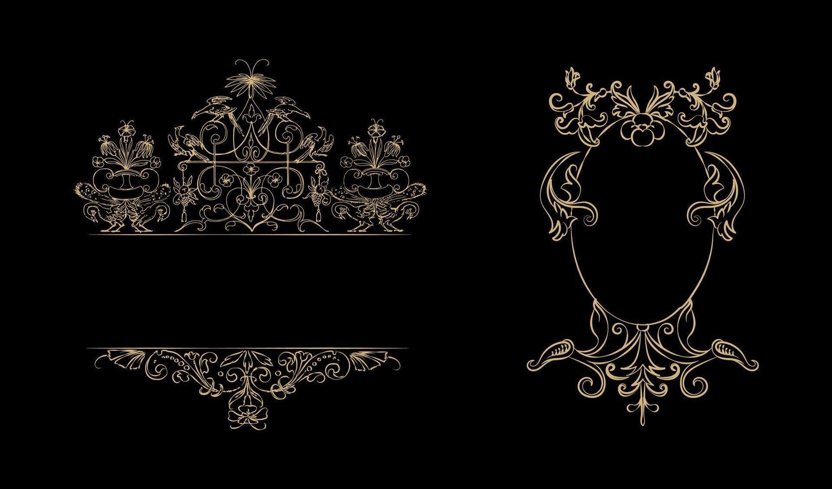 Set vintage flourish ornament illustration vector