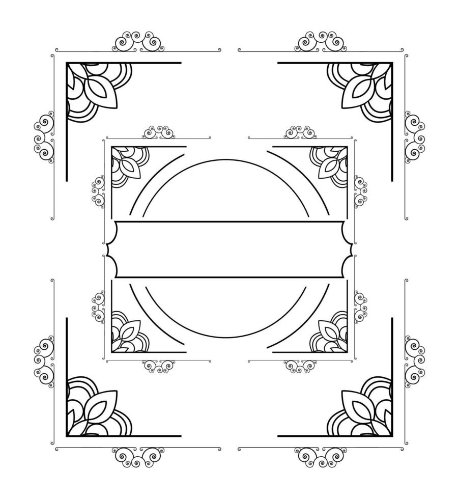 Abstract ornamental frame design art on black colour vector