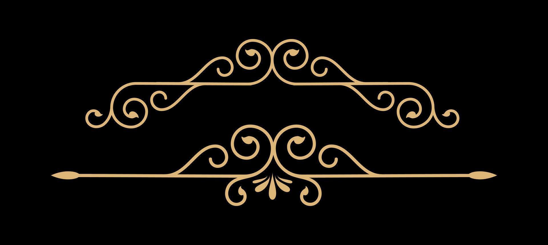 Set of retro vintage graphic design elements for frame, labels, logo art symbols and ornamental border divider. vector