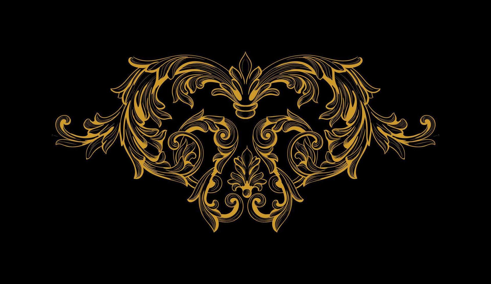Ornamental card design on gold colour vector