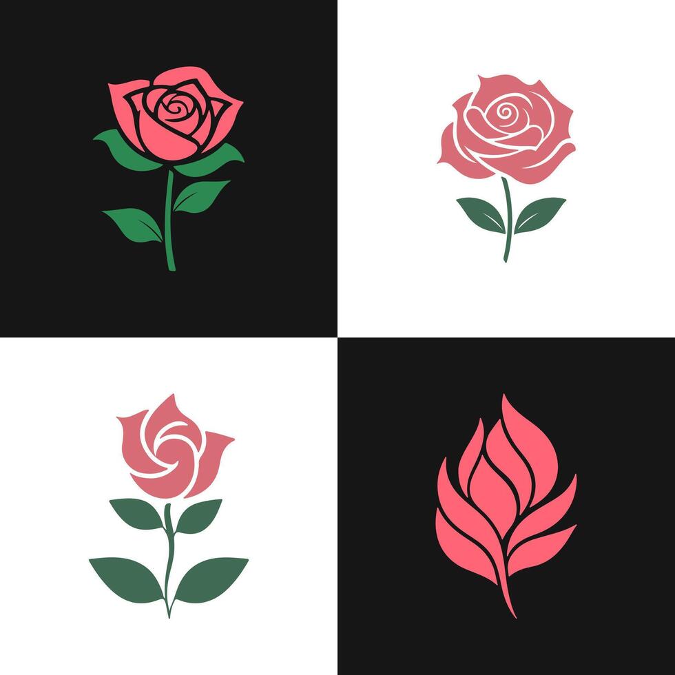 Set of roses illustration vector