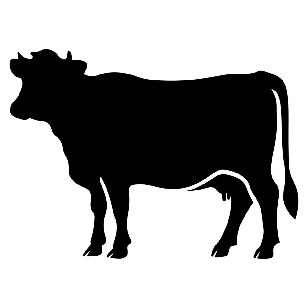 Cow silhouette flat design vector