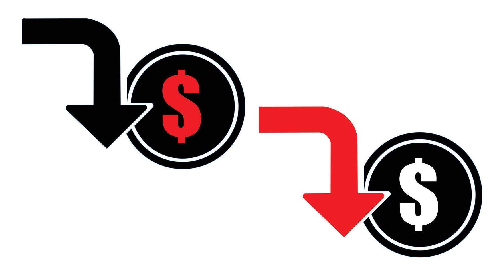 Dollar Down icon Reduce Expenses and low icon concept vector