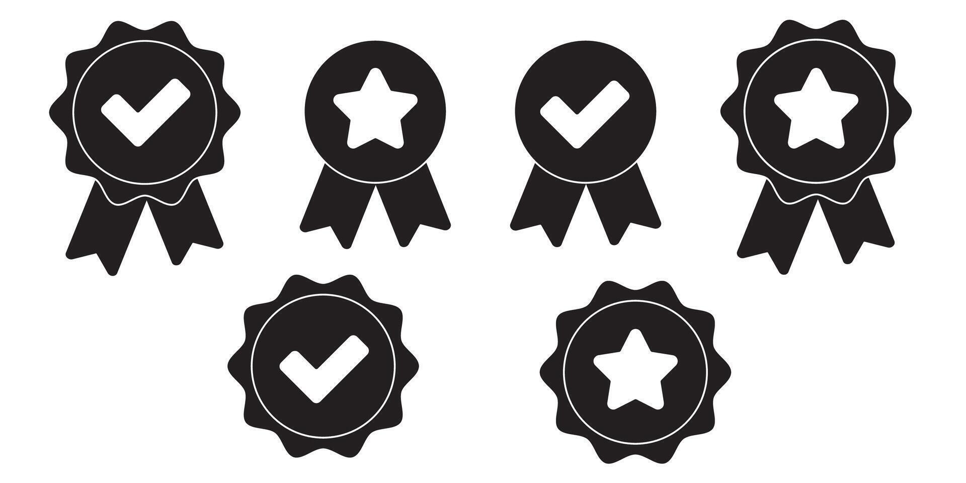 Certificate Badge illustration, yellow badge warranty icon with checklist and ribbon Background isolated vector