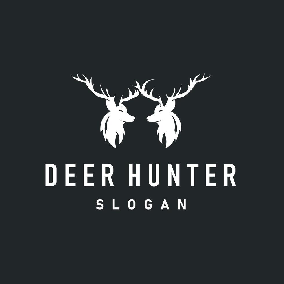 deer logo design deer hunter with black silhouette illustration of simple vector