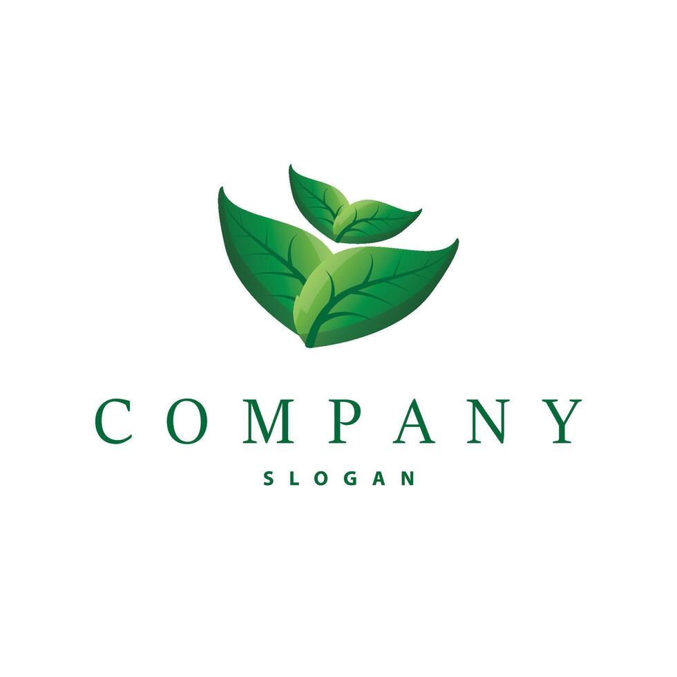 simple nature concept template illustration with green leaf logo for greening vector