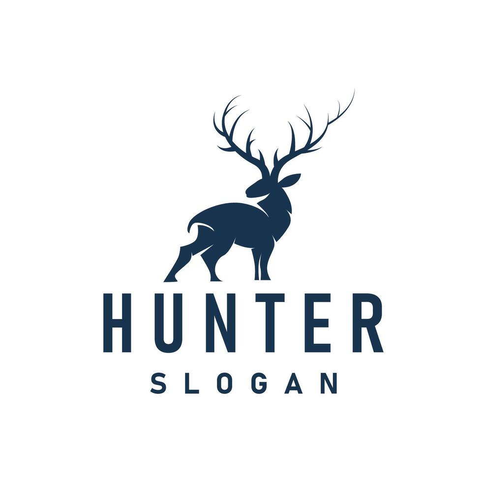 deer logo design deer hunter concept with black silhouette of simple minimalist animal product brand template vector