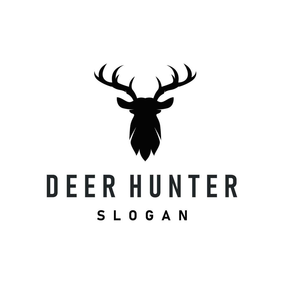 deer logo design deer hunter concept with black silhouette illustration of simple minimalist animal template vector