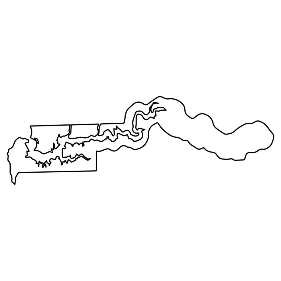 Sleek Gambia Outline Minimalist Map in Black Silhouette vector