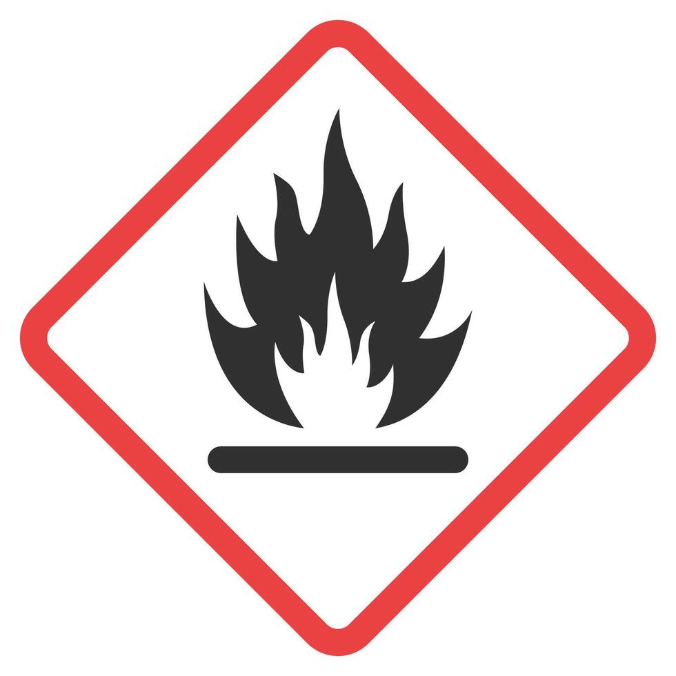 Bold Red and Black Flame Warning Sign flammable vector