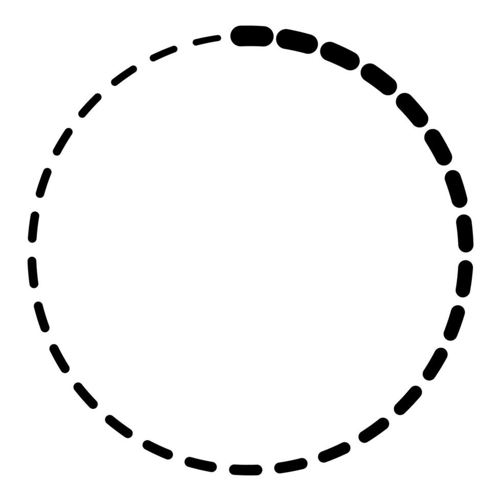 Sleek Black Dashed Circle Geometric Pattern in Simple Outline vector