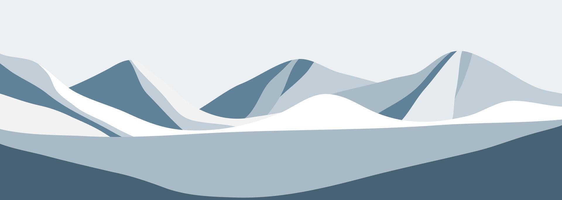 Flat design landscape background with mountains, sea, beach and hills. creative minimalist modern art print. use for print art, poster, banner vector