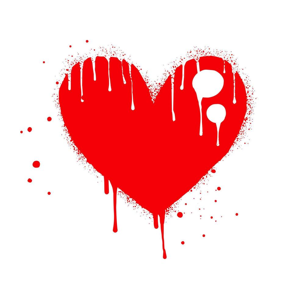 Spray painted graffiti heart sign in red over white. Love heart drip symbol.isolated on white background vector