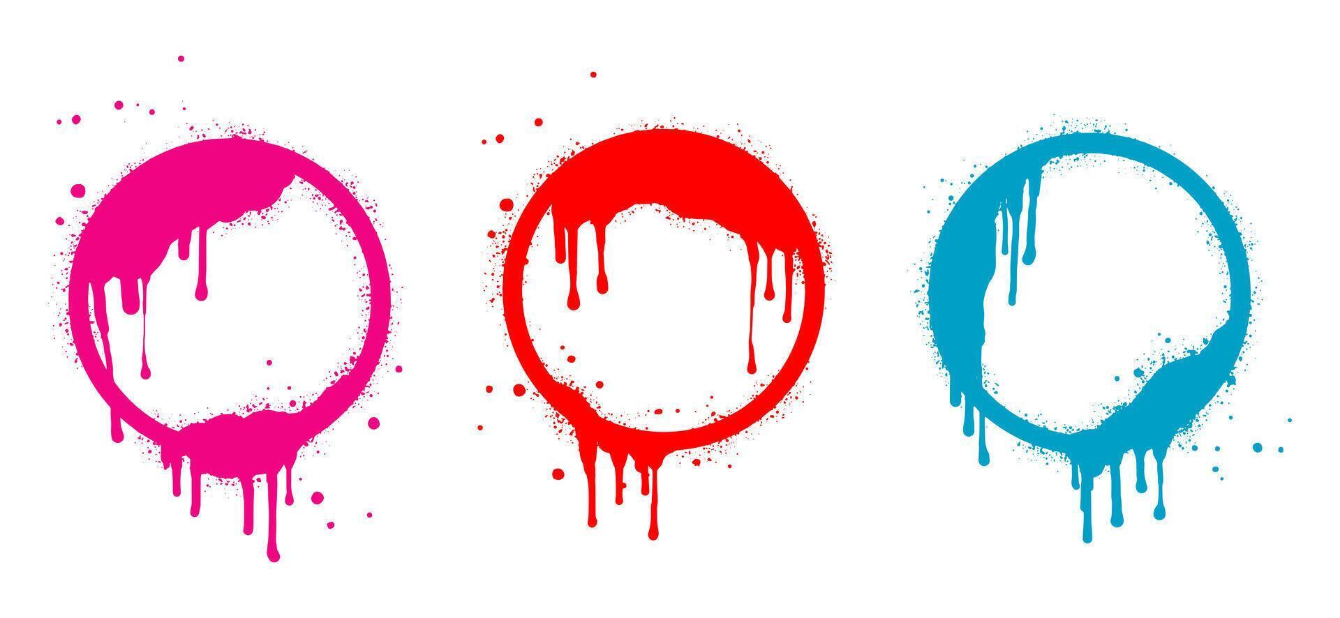 Spray painted rounds frames for text. stencils border. isolated on white background vector