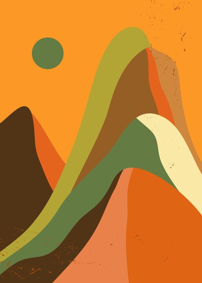Abstract mountain illustrations. Flat design style. Mid century modern minimalist art print. Abstract backgrounds landscape use for print art, poster, cover, banner vector