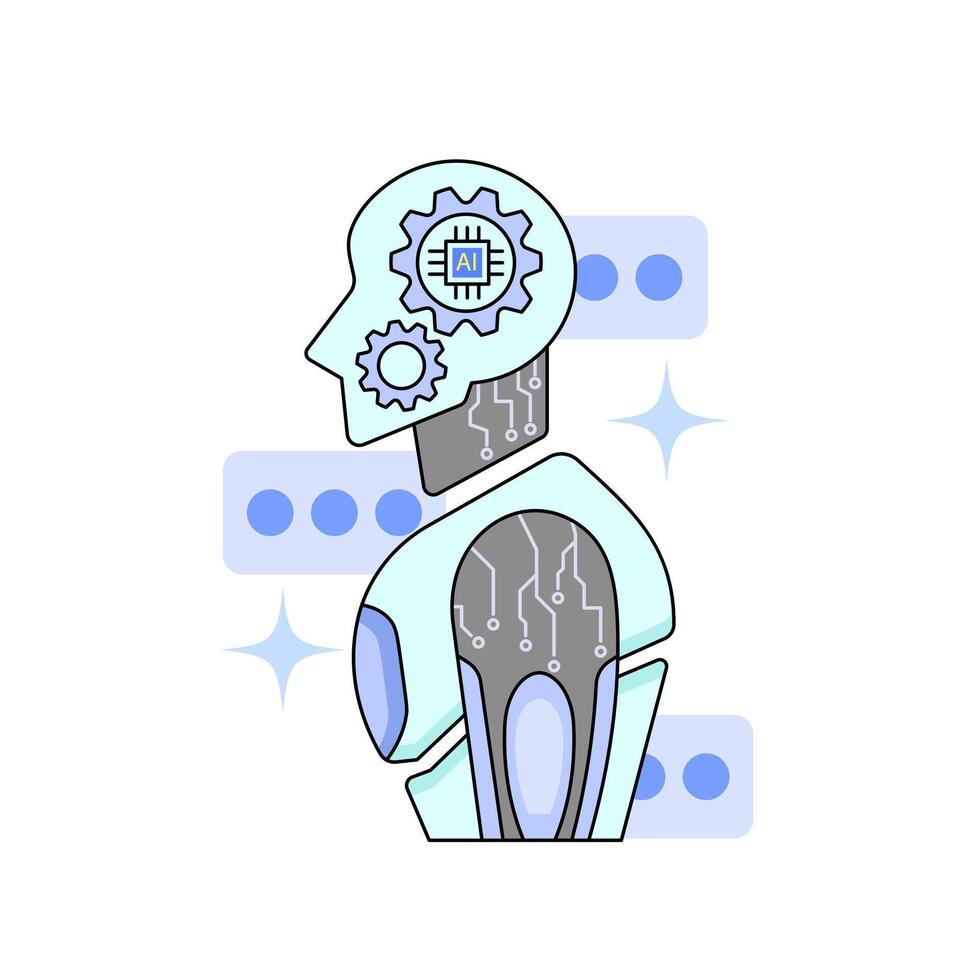 AI humanoid robot. symbolizes artificial intelligence and advanced technology. relevant for topics related to AI, robotics, and futuristic technology vector