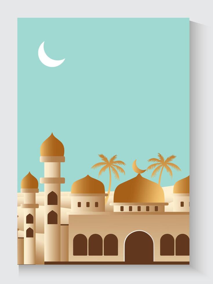 islamic background with mosque for ramadan kareeem backdrop vector