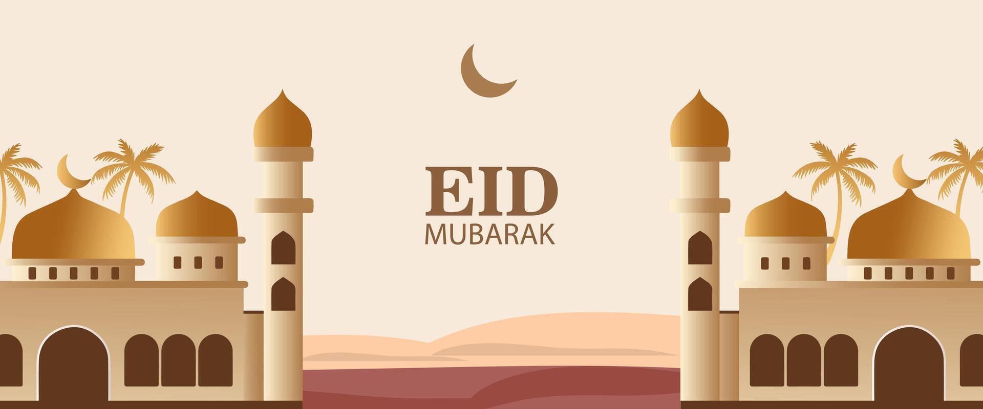eid mubarak background or ramadan kareem banner poster vector