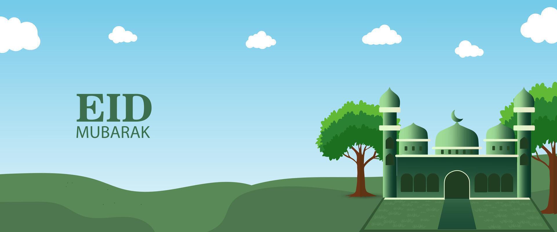 eid mubarak or ramdan kareeem banner background vector