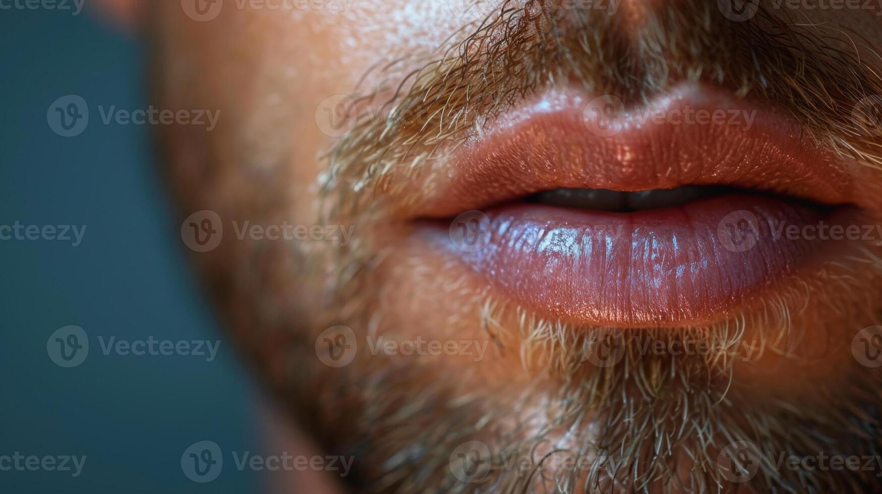 A male model is receiving a cosmetic treatment focused on lip care in a beauty clinic. The setting is modern, emphasizing aesthetics and self-care. photo