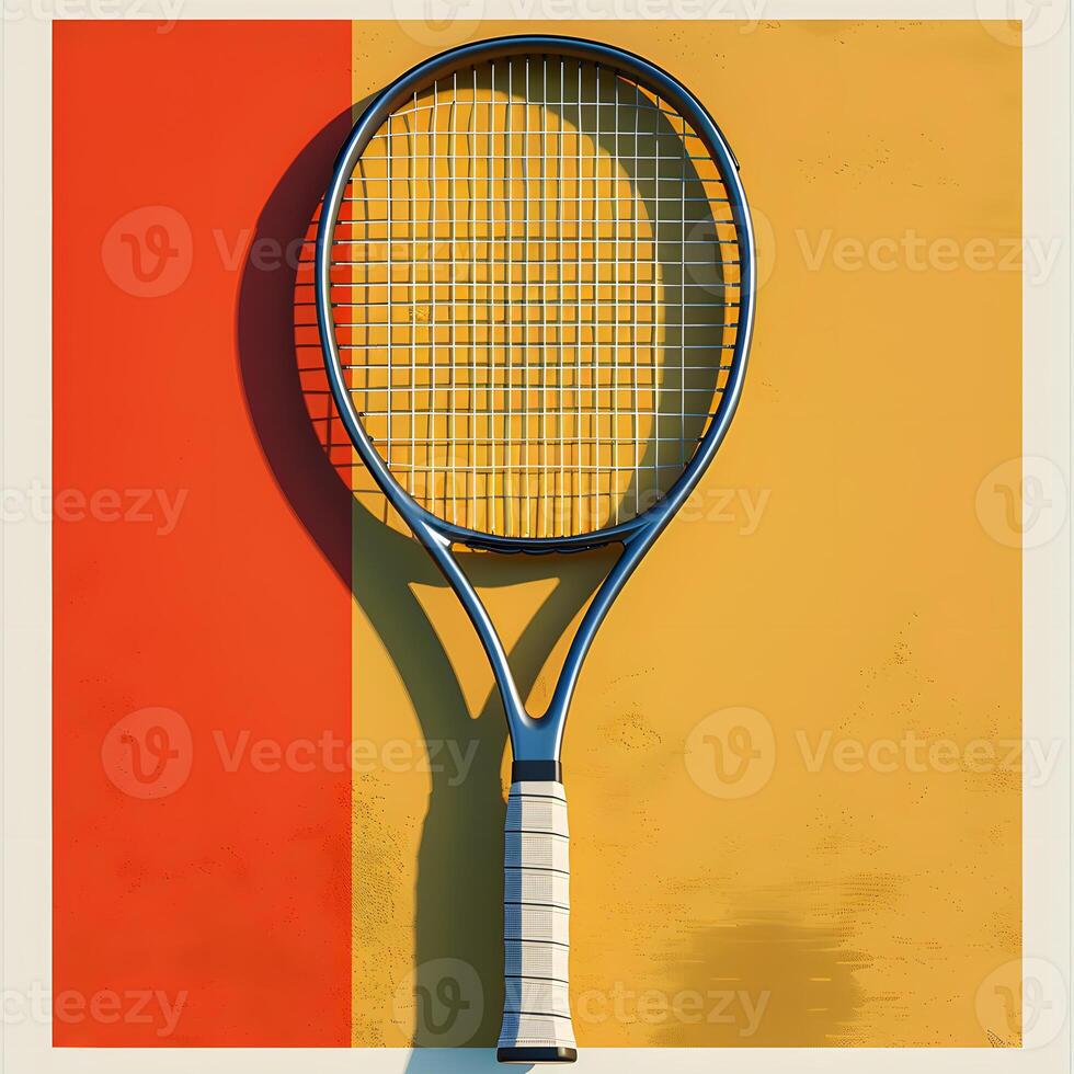 A Tennis Racket on a Vibrant and Colorful Background photo