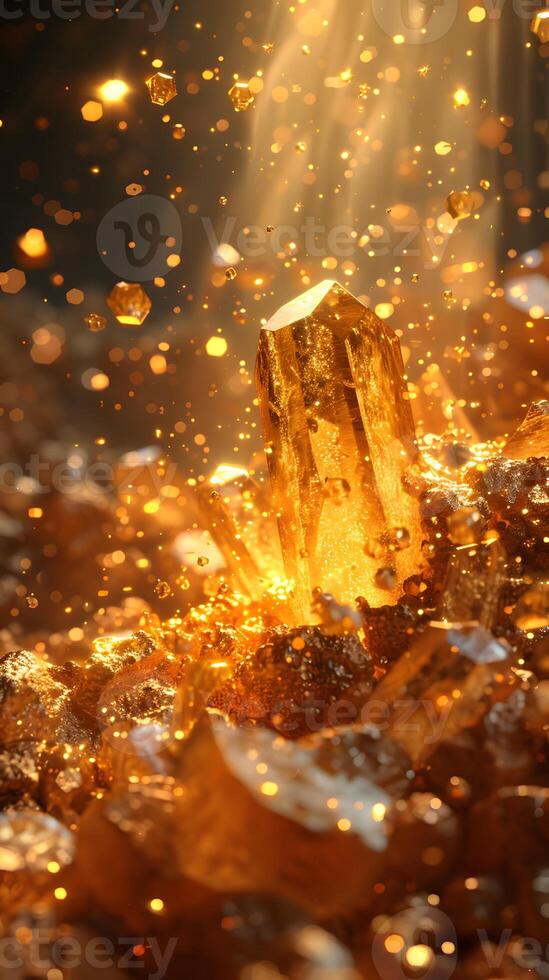 The Golden Crystal shines, radiating beauty with its sparkling glow photo