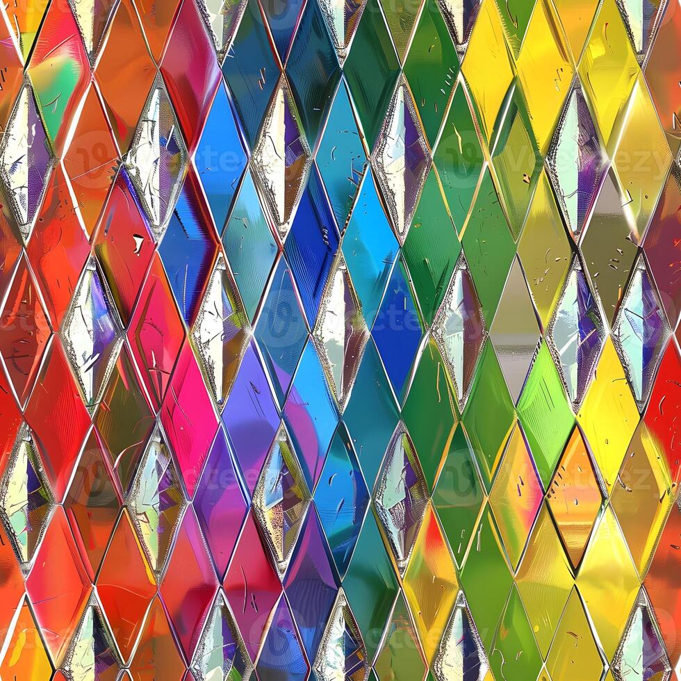 A Vibrant Pattern of Diamonds in a Variety of Colors photo