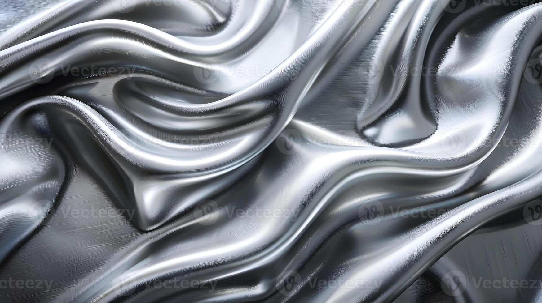 Closeup of Grey Liquid Satin with Wave Pattern, Silver Material Property photo
