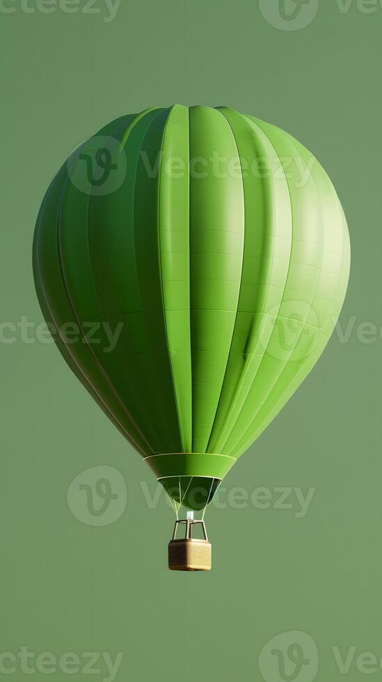 Green Hot Air Balloon Against a Clear Sky at Sunrise photo