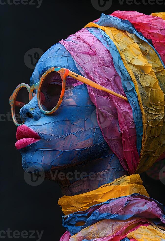 Colorful Artistic Bold Painted Portrait with Sunglasses photo