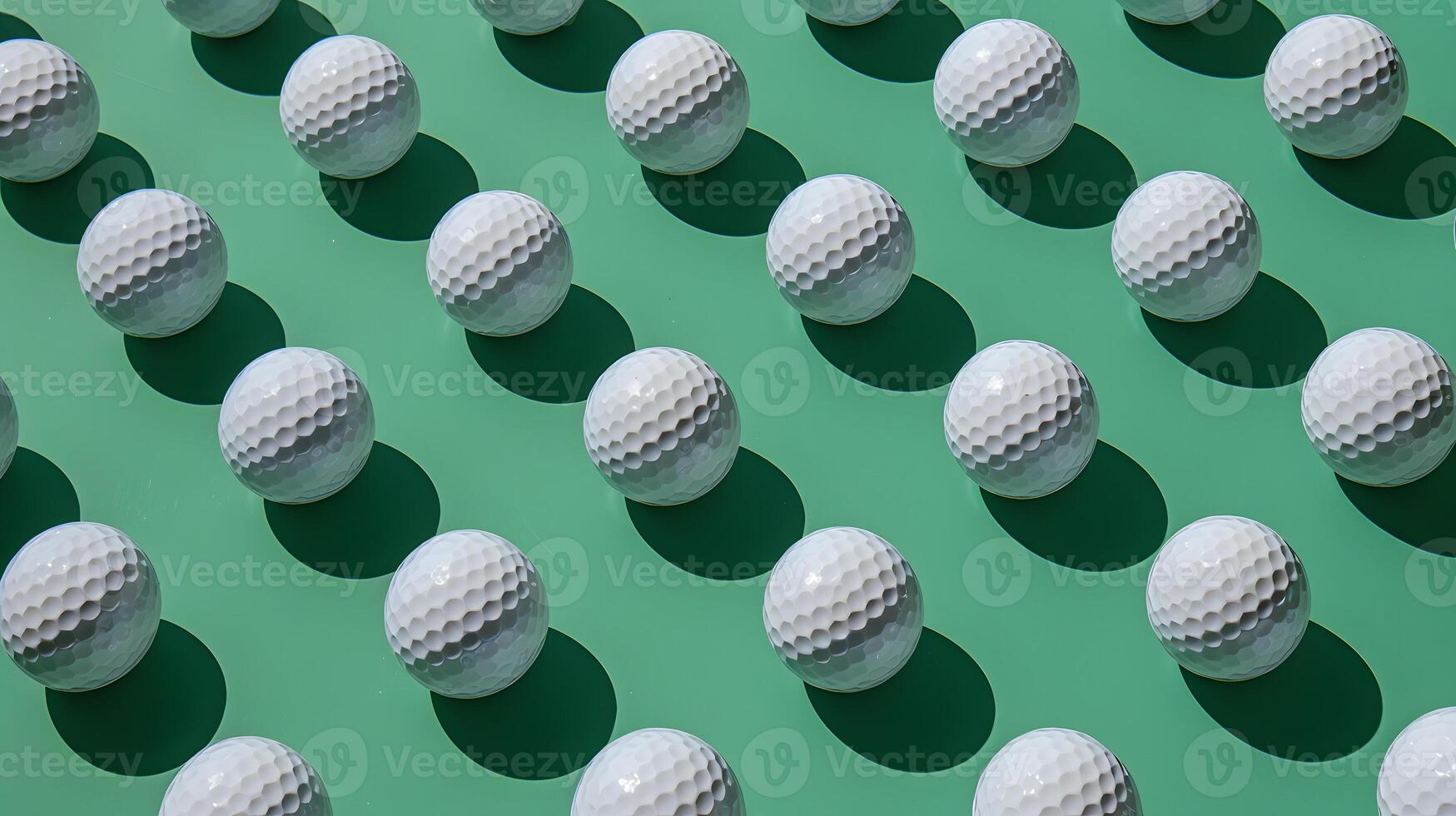 Pattern of Golf Balls on Green Background with Shadows photo