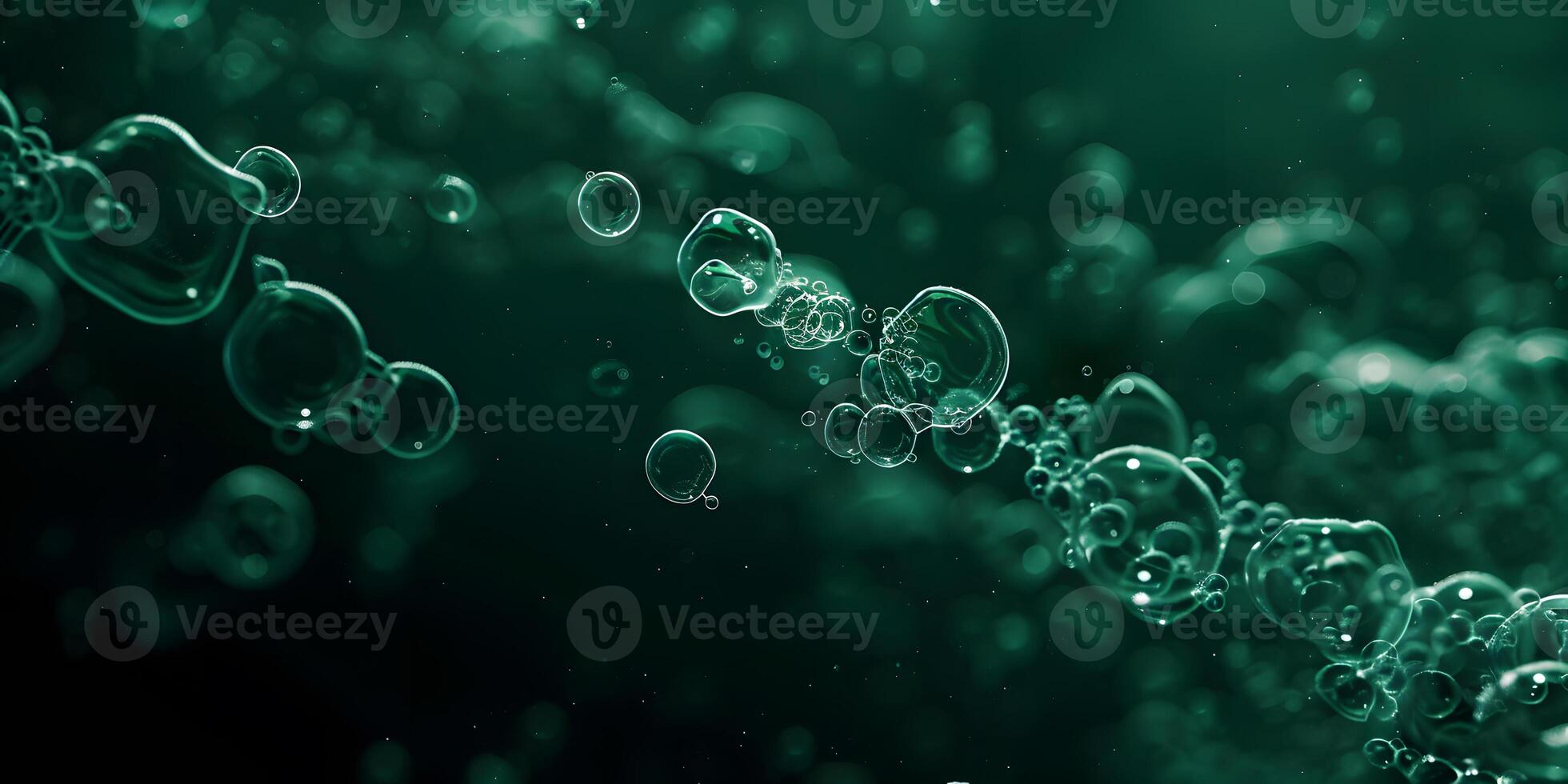 Abstract Underwater Bubbles Background with Green Tint photo