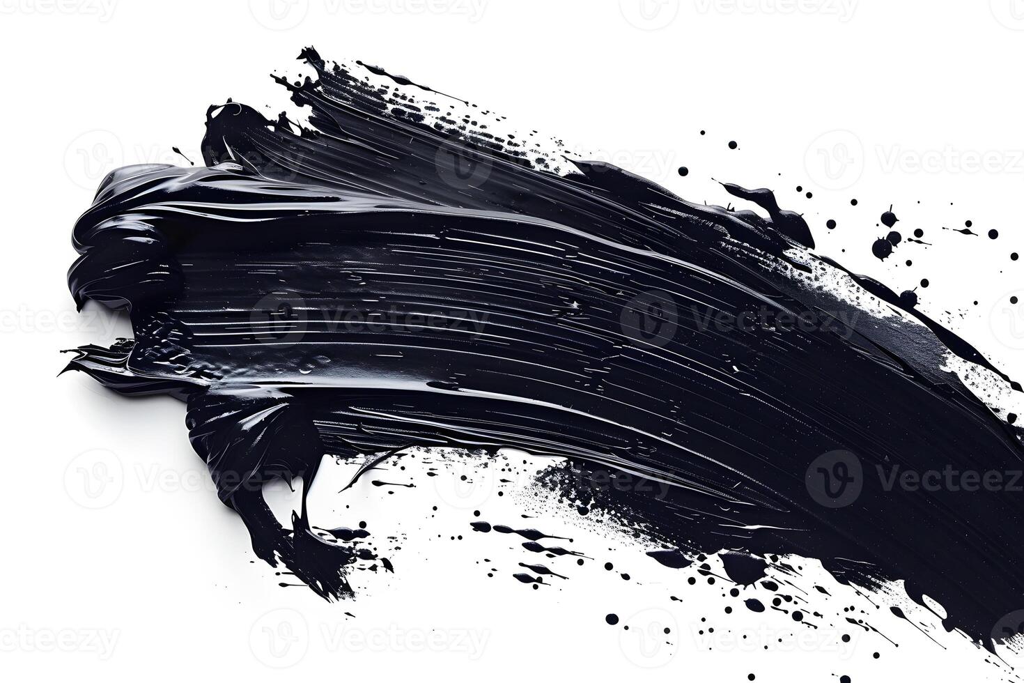 Abstract Black Brush Stroke on White Background Closeup photo