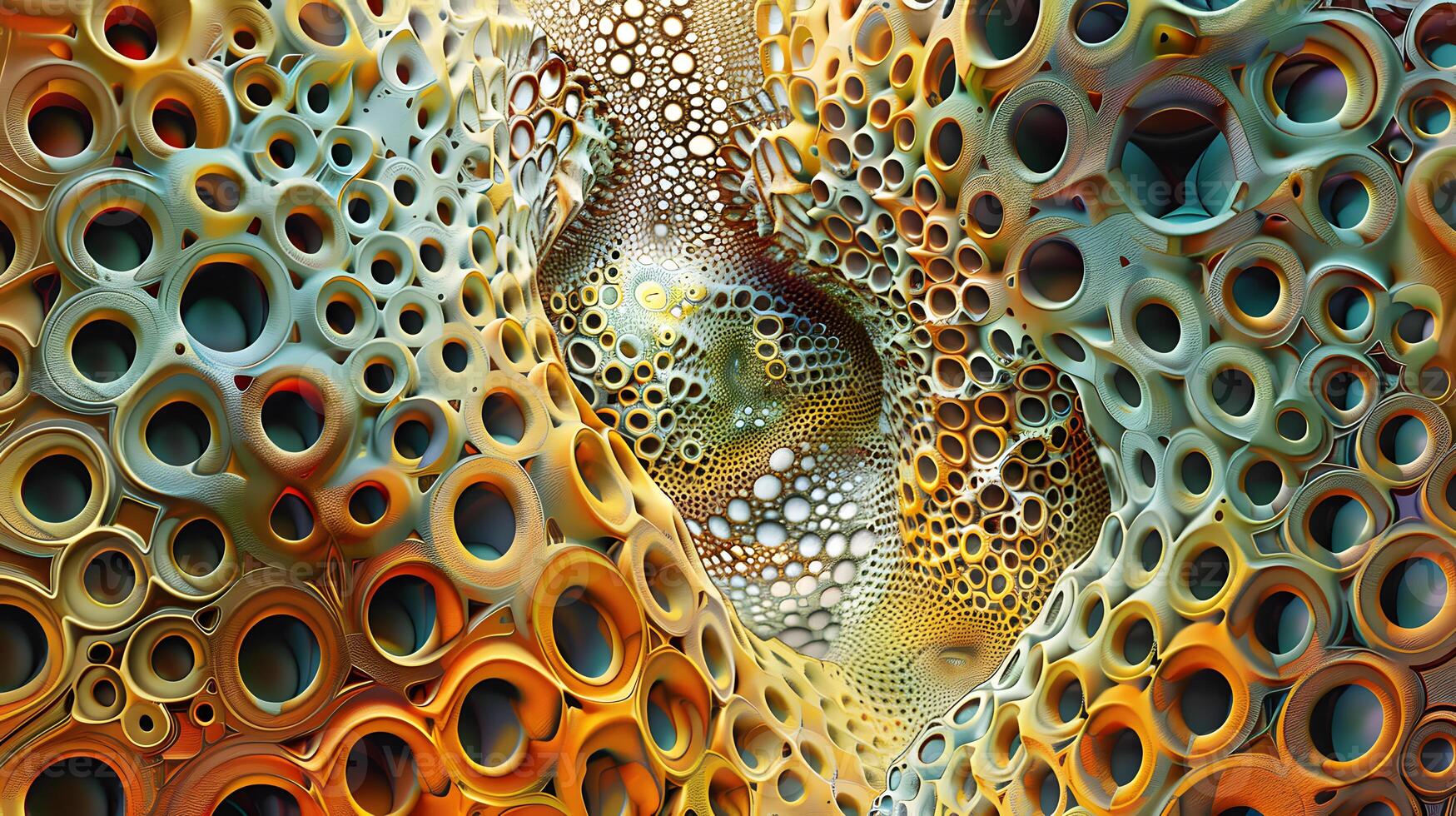 Abstract Organic Pattern with Colorful Multilayered Circular Designs photo