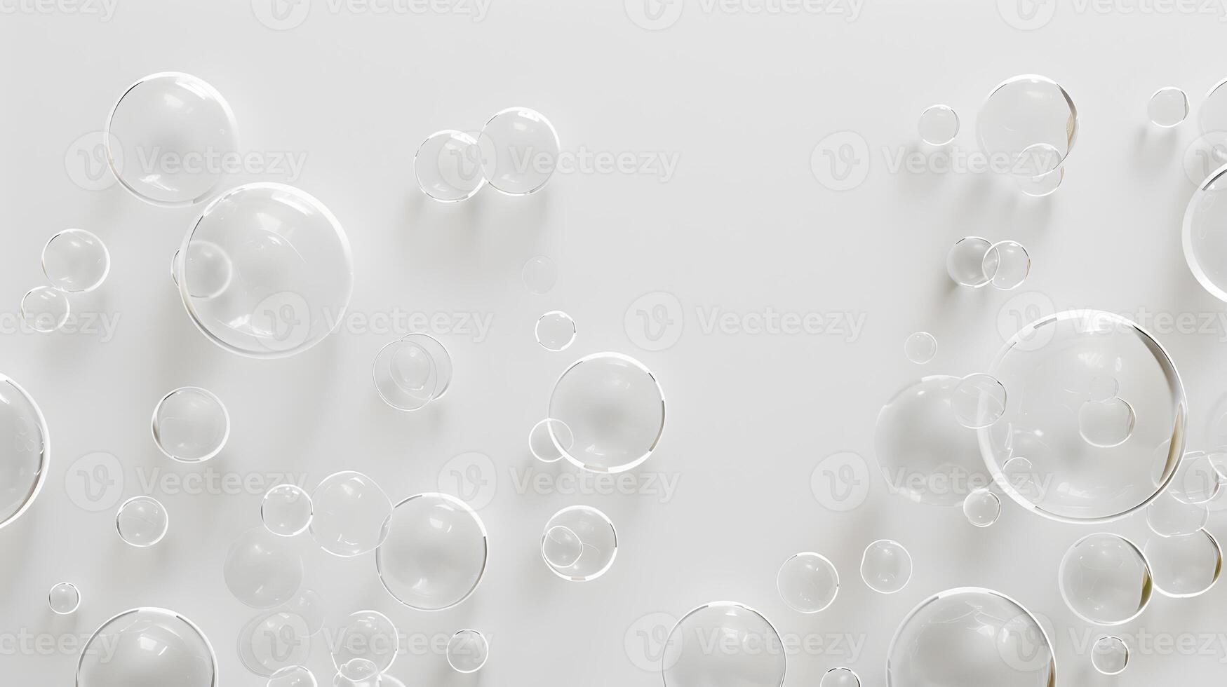 Colorful Transparent Bubbles Floating on White Background photo