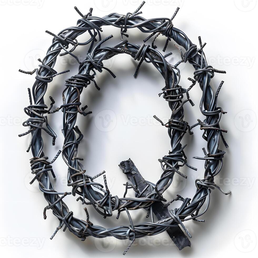 the letter q is made out of barbed wire photo