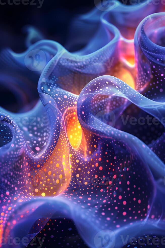 A closeup of a vibrant violet petal glowing in the dark photo